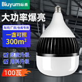 Biuyum led灯泡厂房仓库大功率节能灯泡高亮度鳍片散热灯泡E27螺口100w 旗舰款白光6000k