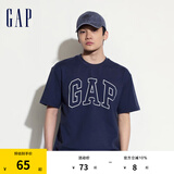 Gap【热卖爆款】男装夏撞色logo圆领短袖T恤纯棉上衣544465 藏青色 175/96A(L) 亚洲尺码
