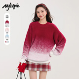 MJ STYLE渐变红色毛衣女2026冬季本命年穿搭毛绒绒保暖防寒宽松内搭毛衫