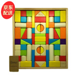 王子妈妈原木制积木实木头拼装搭建可啃咬幼儿园小孩宝宝婴儿童玩具1-6岁 74颗多彩积木+木盒