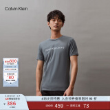 Calvin Klein Jeans夏季男女情侣中性年轻ck多色印花透气修身短袖T恤J320931 PN6-雾霾蓝 L （推荐145-160斤）