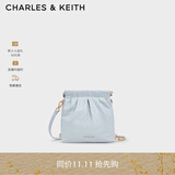 CHARLES&KEITH迷你菱格流浪包单肩斜挎双肩包包女包生日礼物CK2-60782390 Sea Salt Blue海盐蓝 S