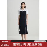 独束【束型系列】大码郁金裙双版型拼接连衣裙女新款显瘦气质裙子 梨形加长-短袖版 2XL (尺码：4)