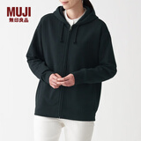无印良品 MUJI 男女通用 紧密编织毛圈 拉链连帽衫 休闲外套 无性别 卫衣 黑色 S -M(165/88A)