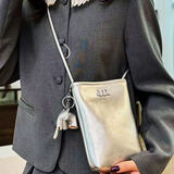 CAMPUSKITTEN高级感可爱小象迷你手机包新款单肩斜挎包女糖果手机银色小包包女 百搭一银色