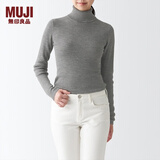 无印良品（MUJI）女式 罗纹可水洗高领毛衣 长袖打底针织衫上衣毛衫 BAG01A1A 灰色 M 160/84A