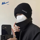 回力毛线帽男士秋冬季包头保暖针织帽子嘻哈时尚潮牌显脸小冷帽百搭 黑色 均码