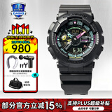 卡西欧（CASIO）男表黑金GSHOCK双显运动防水腕表送男友石英电子手表礼物 GA-110MF-1A霓虹未来