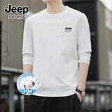 JEEP SPIRIT吉普纯棉长袖t恤男春款重磅透气修身中年打底衫高端亲肤休闲男装