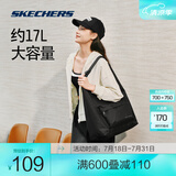 斯凯奇（Skechers）2025新款单肩包男女手提包腋下三角包运动托特包包 L125年U140 碳黑/0018 均码