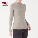 无印良品 MUJI 女式  罗纹高领毛衣 W9AA870 长袖针织衫 燕麦色 L