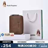 暇步士（Hush Puppies）卡包真皮零钱包男士证件夹风琴式拉链卡片包名片夹礼物送男友 卡其色HC-1811046W-2415