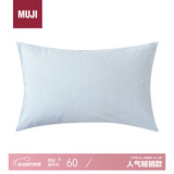 MUJI水洗棉 枕套 48×74cm枕芯用/浅蓝色×浅蓝色条纹 床上用品
