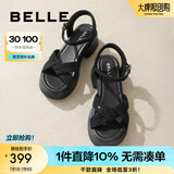 百丽（Belle）满钻条带繁星休闲凉鞋女商场款厚底凉鞋A9S2DBL4 黑色 35 (225mm)
