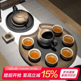 万仟堂 茶具高档家用客厅功夫茶具套装6人用带茶盘 菩提香呆成套茶具