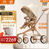 德拉玛（DELAMA）Q2遛娃神器婴儿推车高景观婴儿车可坐可躺换向轻便折叠宝宝溜娃车 Q2美拉德PLUS（加大轮版）