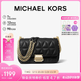 MICHAEL KORS情人节礼物轻奢MK女包SLOAN皮质链条单肩斜挎包小号黑色/金色