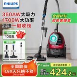飞利浦（PHILIPS）卧式吸尘器家用 小型大吸力吸尘器手持大功率 有线吸尘器 强力除螨吸猫毛吸尘机 FC8632 FC8632/83（热卖款）