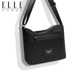 ELLE HOMME男士单肩包 潮流大容量横款尼龙帆布斜挎包 防泼水时尚男包EA288200730黑色生日礼物送男友