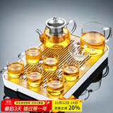 唐丰功夫茶具套装家用客厅小套泡茶小茶台日式茶盘简易小茶具整套 春羡茶盘+天机玻璃壶套组