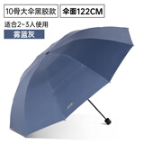 天堂伞强效拒水雨伞防风加固十骨大伞三折便携商务雨伞男女士 10骨黑胶大伞-雾蓝灰
