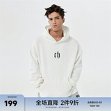 CHINISMCH字母印花连帽卫衣男潮牌美式宽松上衣重磅情侣帽衫 本白色 S（推荐 100-120斤）