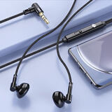 华斯敦直角弯头耳机有线不挡手90度L型弯插头接口圆孔3.5mm入耳式type-c F8款黑色【3.5mm圆头】