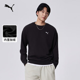彪马（PUMA）加绒加厚针织圆领运动卫衣男女款冬季休闲上衣632292 黑色-01 M (175/96A)