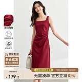 尚都比拉法式高级感连衣裙女秋季赫本风长款气质A字裙抽褶收腰显瘦背带裙