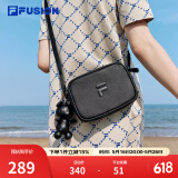 FILAFUSION斐乐潮牌情侣款挎包男士女士包包新品小熊挂件斜挎包 深黑-BK XS