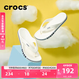 卡骆驰crocs贝雅卡骆班运动拖鞋男鞋女鞋居家夹脚平底人字拖鞋|205393 白/深蓝-126 40 (250mm)