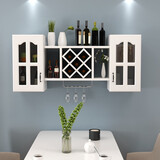 榫雅阁壁挂式红酒架餐厅墙上酒柜吊柜客厅吊柜墙挂式收纳储物柜置物架 长120宽23高60暖白玻璃门