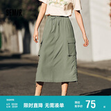 森马半身裙女复古风质感松紧腰夏设计感抽绳工装短裙101324120001