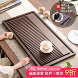 忆壶茶（YIHUTEA）茶盘托盘家用茶台带排水小型沥水储水实木功夫托盘泡茶具竹茶托 黑檀色茶盘-特大号50*25*2.3cm