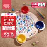 贝恩施儿童钓鱼玩具磁性电动音乐旋转2-3-6岁男女孩捞鱼玩具 粉色