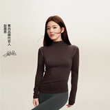 蕉内（Bananain）【赵露思同款】热皮502++女士T恤打底衫半高领秋冬加绒显瘦肌底衣 【赵露思同款|连领】松露棕撞线 M