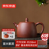 京东京造宜兴紫砂壶手工【原矿紫泥】煮茶泡茶壶茶具 竹节汉铎壶258ml礼盒