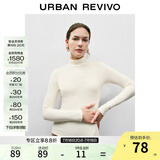 UR秋季新款女装简约百搭休闲立领修身长袖T恤UWB440047 本白 S