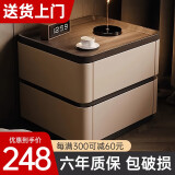 向向锦鲤床头柜带锁现代简约意式极简实木收纳柜储物柜轻奢高级卧室床边柜 【卡其】耐磨纳帕皮+整装发货 全身实木款：宽50*深40*高50cm