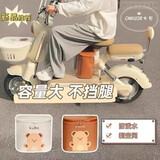 适用于爱玛雅迪等电动车座椅收纳袋电瓶车充电器雨衣防水头盔袋 米色小熊座椅收纳包