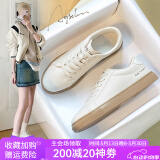 奥古狮登小白鞋女新款2025百搭舒适平底板鞋女韩版学生休闲女鞋子软底防滑 G801米杏【四季款】 35