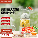 北鼎（Buydeem）吸管吨吨杯 大容量水杯耐高温玻璃杯家用高颜值便携水壶节日送礼 浅杉绿 | 畅快吨1000ml