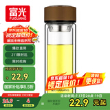 富光男女士双层玻璃杯 高硼硅玻璃304茶隔水杯子 带茶隔泡茶杯320ml