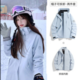 罗蒙（ROMON）三合一冲锋男夹克连帽外套女情侣装户外登山衣服黑色三合一M