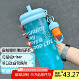绿珠果茶花茶杯水杯健身吸管杯奶茶杯tritan650ml蓝