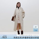 范思蓝恩23FS14286 新娘红色呢子大衣女结婚秋冬新中式羊毛呢外套 混米白 S
