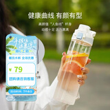 乐扣乐扣（LOCK&LOCK）人鱼线塑料运动水杯便携水壶夏天带提手男女水杯子700ML淡蓝色
