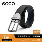 爱步（ECCO）商务休闲皮带 金属针扣腰带男9105892 黑色/午夜蓝120cm礼盒装