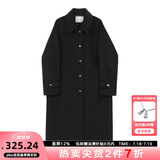 VEGA CHANG毛呢大衣女中长款2025冬新款爱心扣高级感外套 简约黑（夹棉版） M