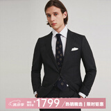 FULL MONTY进口羊毛西装套装男西服套装轻商务修身正装新郎西服套装 黑灰色1200 52